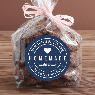 EDITABLE Colour Bold Homemade With Love Heart Classic Round Sticker