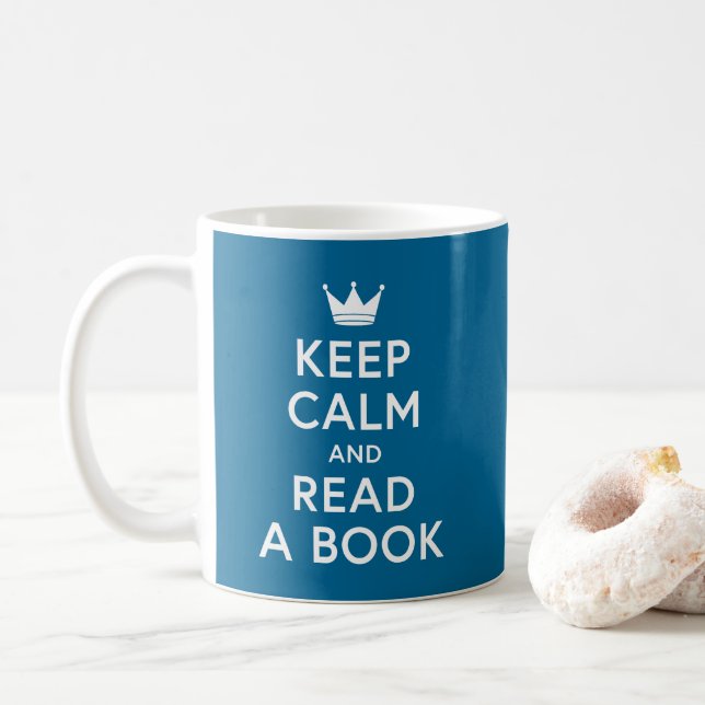 Editable Colour Bookish Keep Calm and Read a Book Coffee Mug (With Donut)