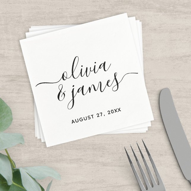 Editable Colour Calligraphy Script Wedding Napkin (Creator Uploaded)