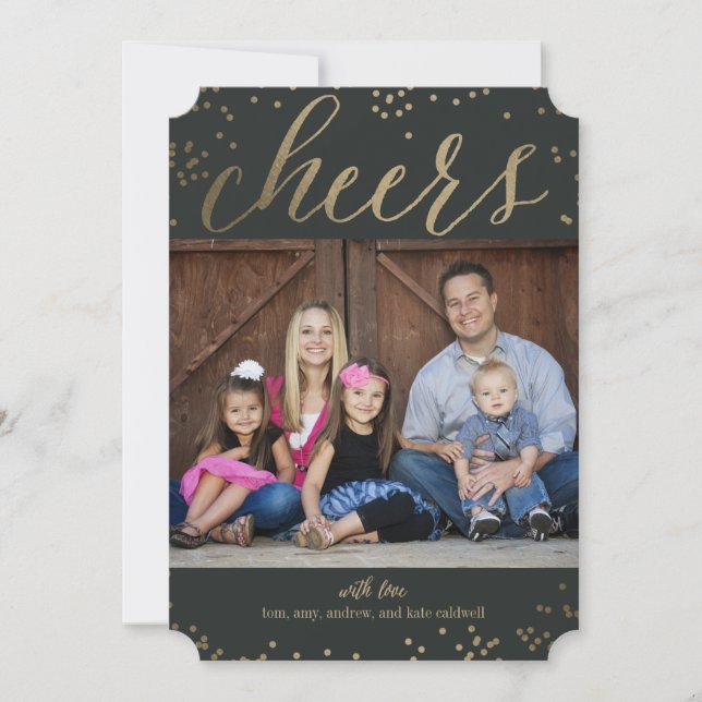 Editable Colour Cheers Holiday Photo Card (Front)