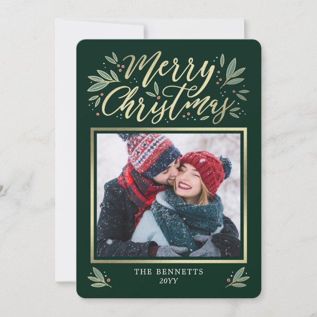 EDITABLE Colour Christmas Glow Holiday Photo Card (Front)