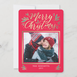 EDITABLE Colour Christmas Glow Holiday Photo Card