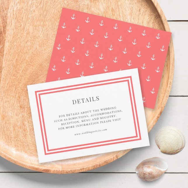 Editable Colour Classic Anchor Wedding Details Enclosure Card (Creator Uploaded)