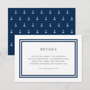 Editable Colour Classic Anchor Wedding Details Enclosure Card