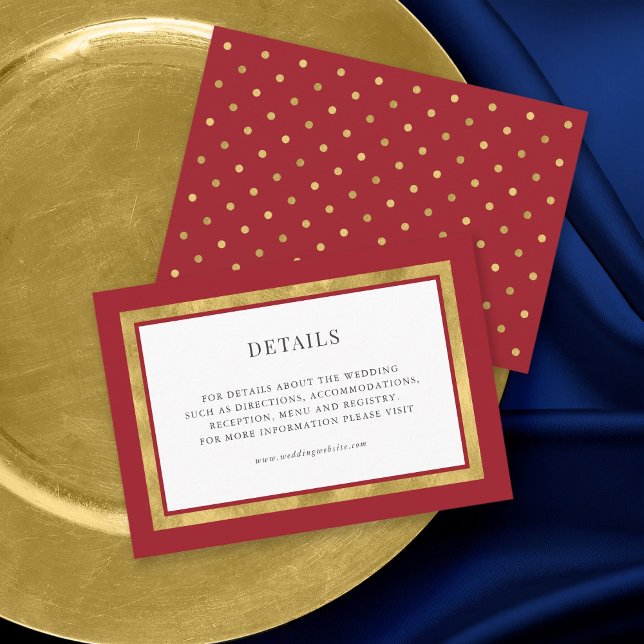 Editable Colour Classic Gold Round Wedding Details Enclosure Card (Creator Uploaded)
