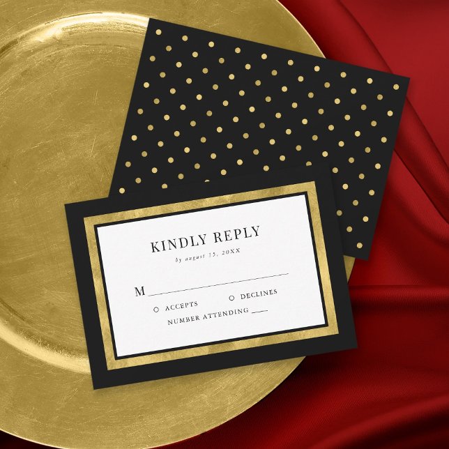 Editable Colour Classic Gold Wedding RSV RSVP Card (Creator Uploaded)