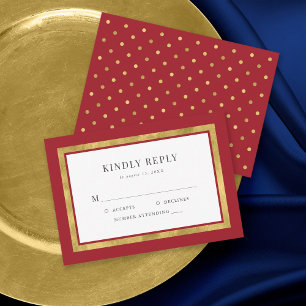 Editable Colour Classic Gold Wedding RSVP Card