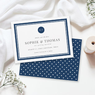 Editable Colour Classic Monogram Save the Date Invitation