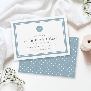 Editable Colour Classic Monogram Save the Date Invitation