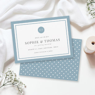 Editable Colour Classic Monogram Save the Date Invitation