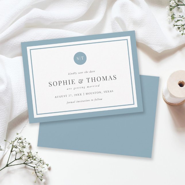 Editable Colour Classic Monogram Save the Date Invitation (Creator Uploaded)