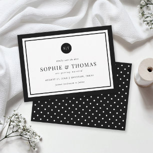 Editable Colour Classic Monogram Save the Date Invitation