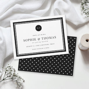 Editable Colour Classic Monogram Save the Date Invitation