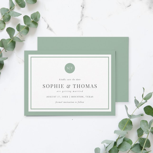 Editable Colour Classic Monogram Save the Date Invitation (Creator Uploaded)
