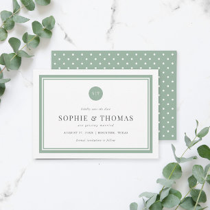 Editable Colour Classic Monogram Save the Date Invitation