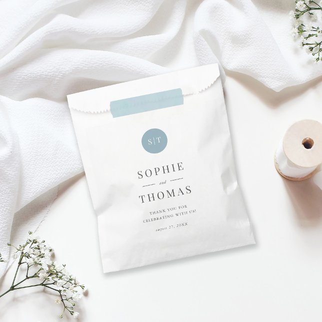 Editable Colour Classic Round Monogram Wedding  Favour Bags (Creator Uploaded)