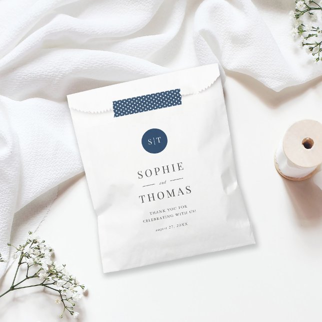 Editable Colour Classic Round Monogram Wedding  Favour Bags (Creator Uploaded)