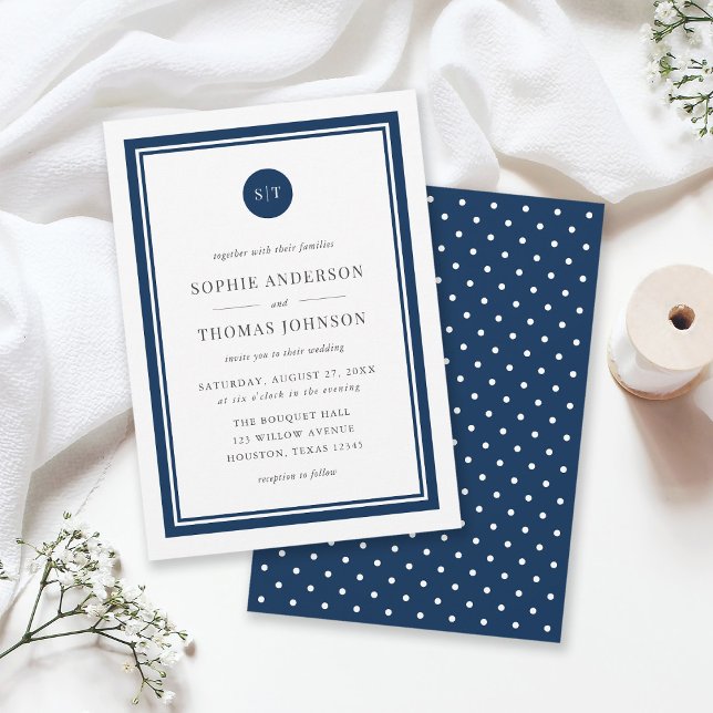 Editable Colour Classic Round Monogram Wedding Invitation (Creator Uploaded)
