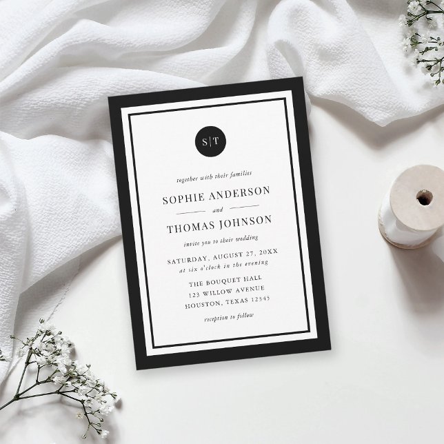Editable Colour Classic Round Monogram Wedding Invitation (Creator Uploaded)
