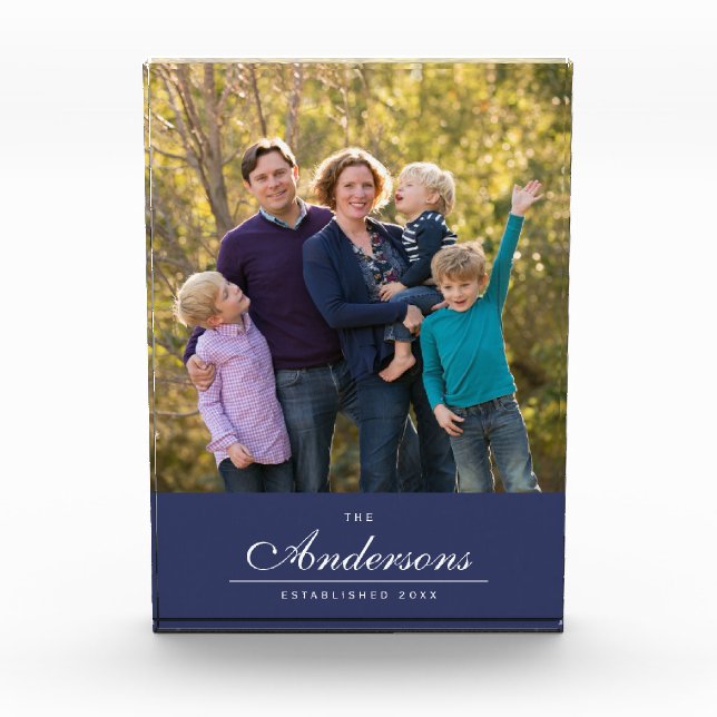 Editable Colour Cursive The Family Name Photo Block (Front)