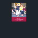 Editable Colour Cursive The Family Name Photo Canvas Print<br><div class="desc">Cursive The Family Name Photo wrapped canvas print with editable background colour (click customise to change colour) featuring your family name in an elegant cursive font and below a thin line, state the title for your photo like when your family was established or when photo was taken. Makes a great...</div>