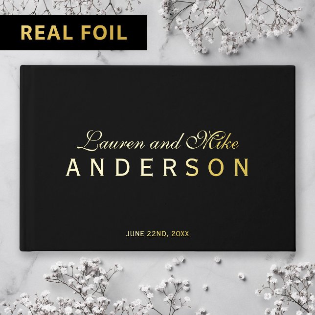 Editable Colour Elegant Couple Name Wedding Script Guest Book (Creator Uploaded)
