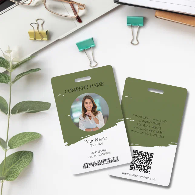 Code Role Id Badges Editable Colour Employee ID Photo, QR & Bar Code ID Badge | Zazzle