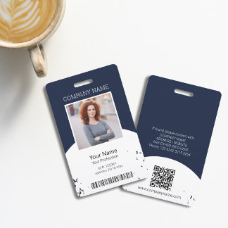 Editable Colour Employee Photo ID QR & Bar Code Badge