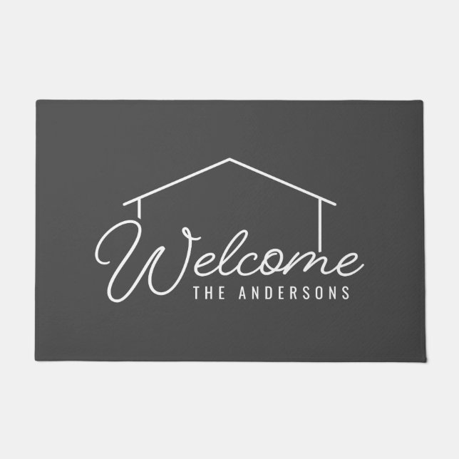 Editable Colour Family Name House Welcome Doormat (Front)
