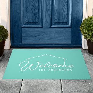 Editable Colour Family Name House Welcome Doormat