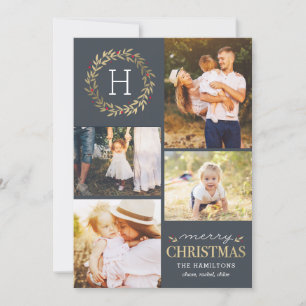 EDITABLE Colour Festive Wreath Merry Christmas Holiday Card