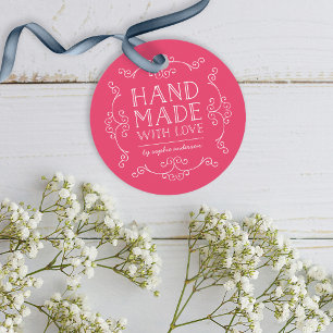 Editable Colour Flourishes Hand Made With Love Tag