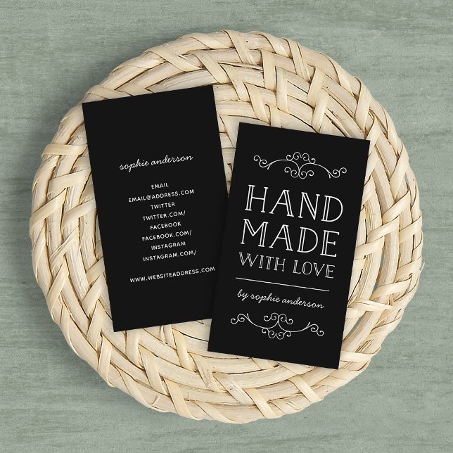 Editable Colour Flourishes Handmade With Love Business Card (Creator Uploaded)