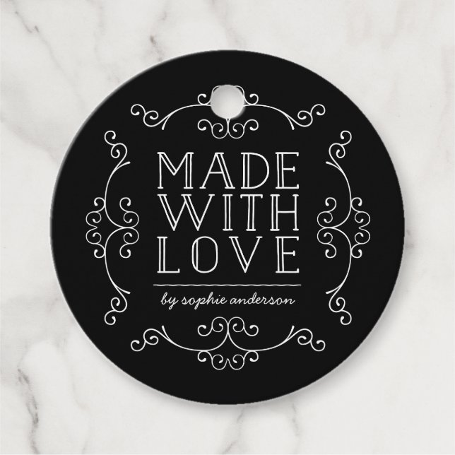 Editable Colour Flourishes Made With Love Tag (Front)