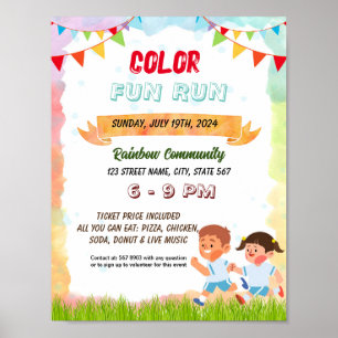 Editable Colour fun run flyer Poster