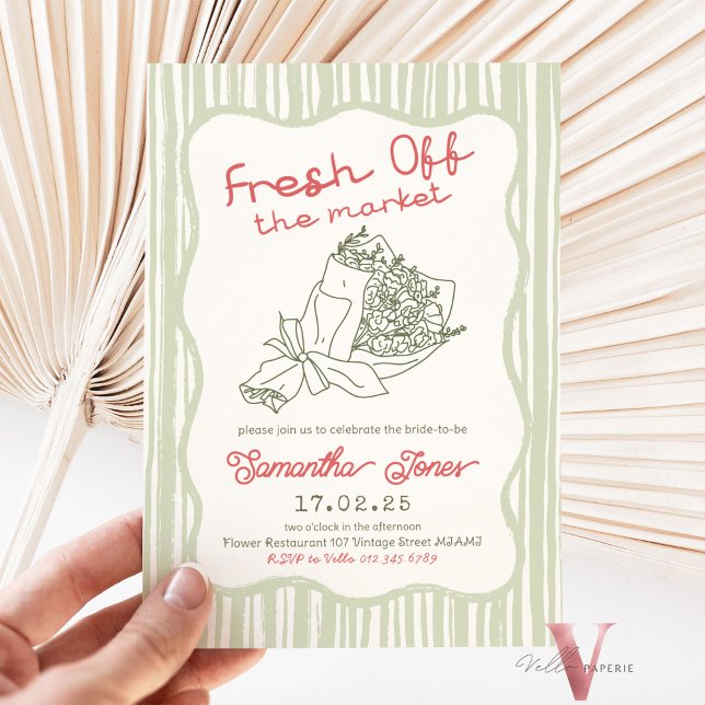 Editable Colour Handrawn Fresh Off the Market BS Invitation (Creator Uploaded)