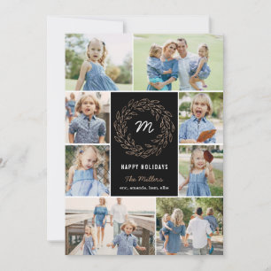 Editable Colour Holiday Wreath Collage Photo Card