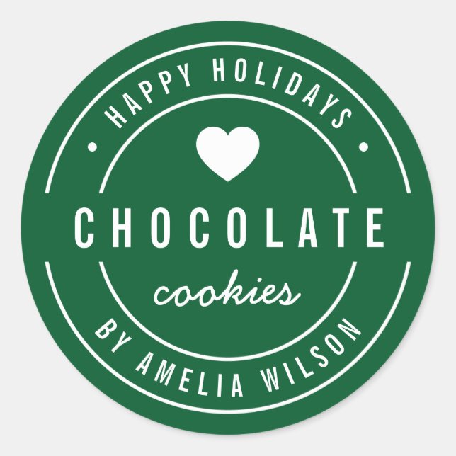 EDITABLE Colour Homemade Goods Happy Holidays Classic Round Sticker (Front)
