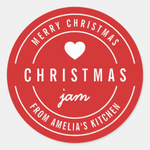 EDITABLE Colour Kitchen Merry Christmas Jam Classic Round Sticker