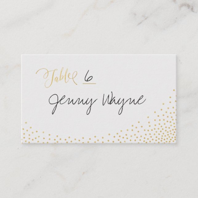 Editable colour luxe faux gold glitter place cards (Front)