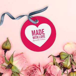 Editable Colour Made with Love White Heart Tags