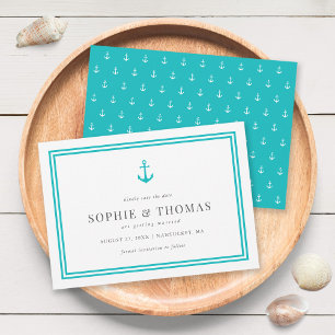 Editable Colour Modern Classic Anchor Save the Dat Invitation