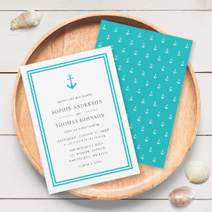 Editable Colour Modern Classic Anchor Wedding Invitation