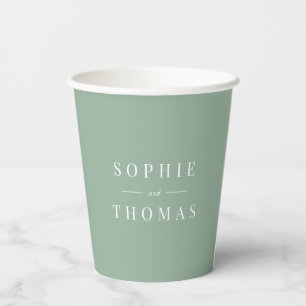 Editable Colour Modern Classic Couple Names Paper Cups