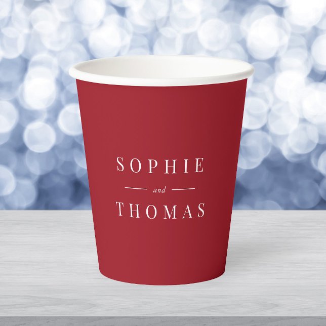 Editable Colour Modern Classic Couple Names Paper Cups (Creator Uploaded)