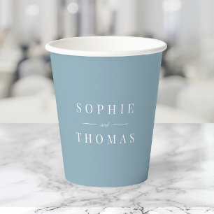 Editable Colour Modern Classic Couple Names Paper Cups