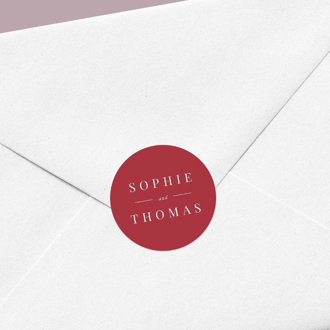 Editable Colour Modern Classic Wedding Classic Round Sticker (Creator Uploaded)