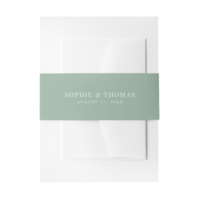 Editable Colour Modern Classic Wedding Invitation Belly Band (Front Example)