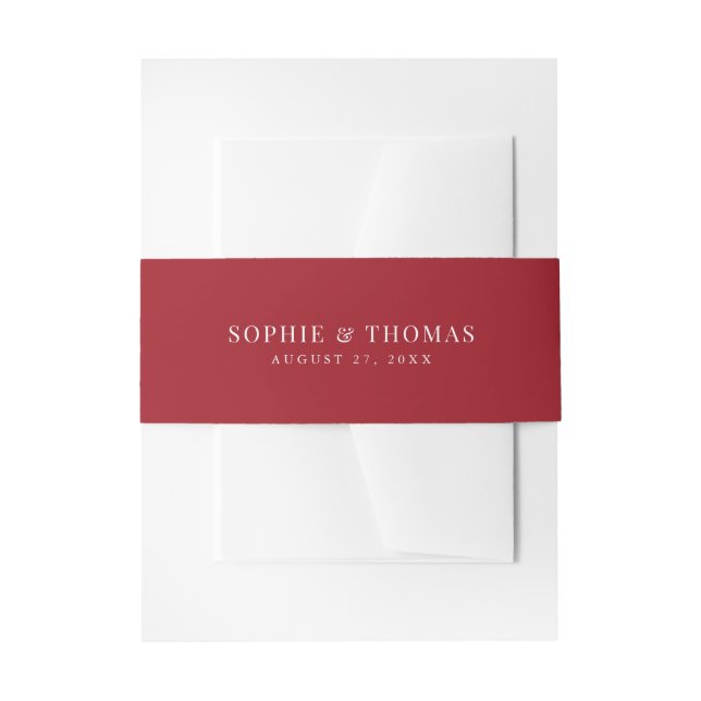 Editable Colour Modern Classic Wedding Invitation Belly Band (Front Example)