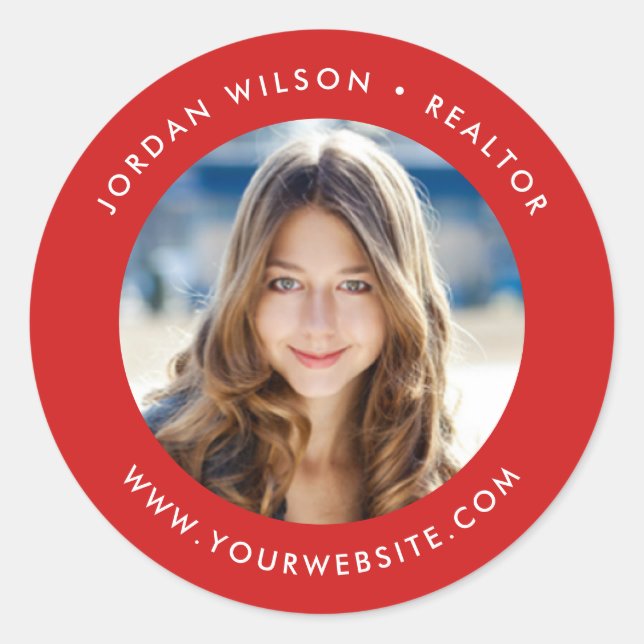 Editable Colour Modern Round Add Your Photo Classic Round Sticker (Front)